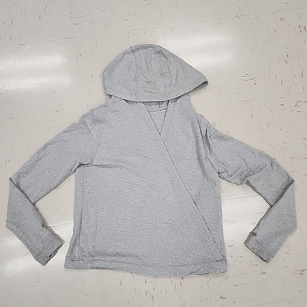 Calia Gray Button Snap V-Neck Hooded Wrap Long-sleeve Stretch Athleisure Medium - Picture 5 of 5